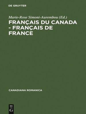 cover image of Français du Canada--Français de France